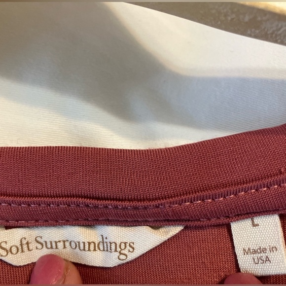 Soft Surroundings L Mauve Long Sleeved Pemberlee Sheer Jersey Knit Tunic - Picture 5 of 6